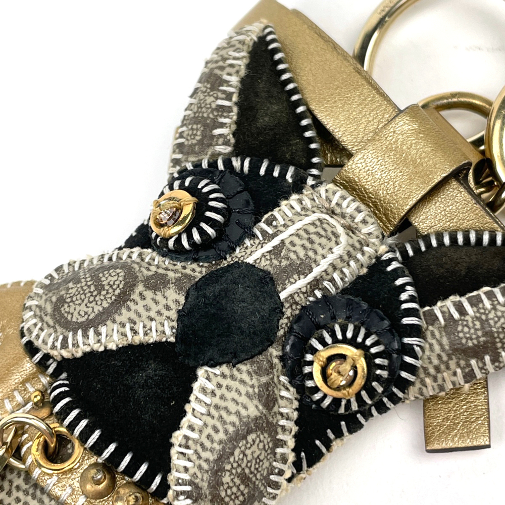 Gucci keychain, bulldog motif, GG pattern, coated canvas and leather, brown, ... - Picture 3 of 4